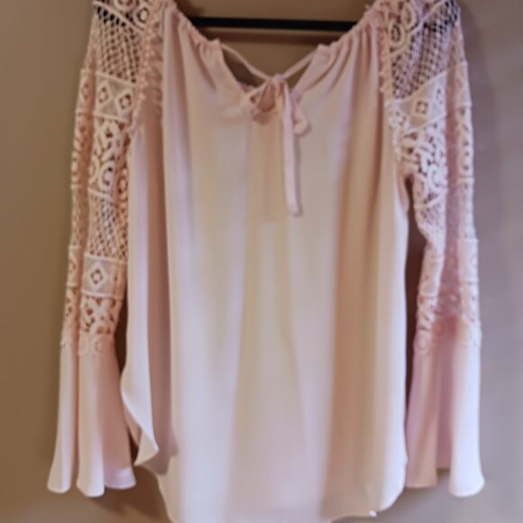 Elegant Lace Sleeve Blouse - Pink - Picture 7 of 8